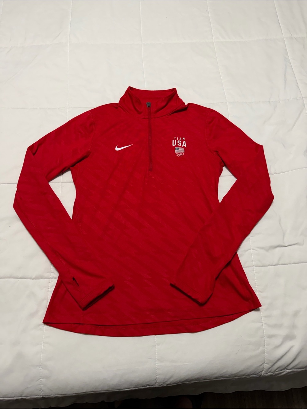 Nike Women's Red Team USA Quarter-Zip Long Sleeve Top